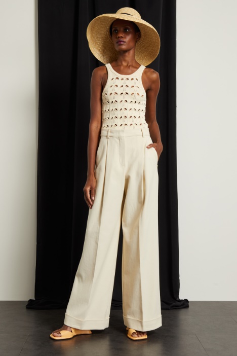 Pantaloni a zampa in crépe Fashion Market