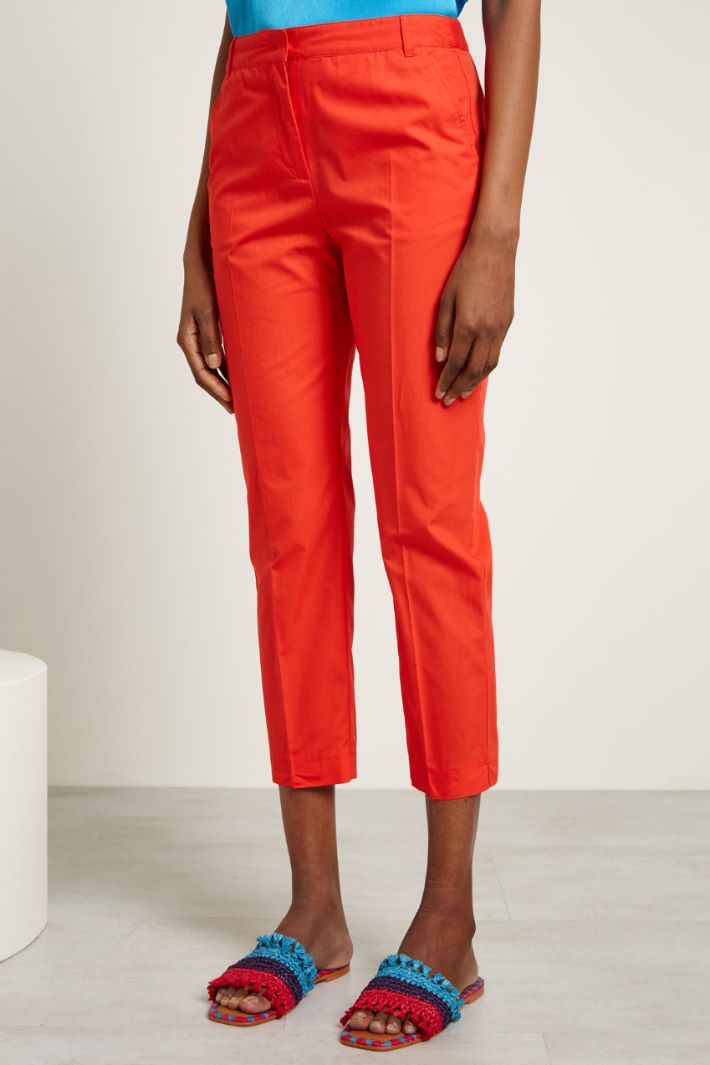 Pantaloni a sigaretta in cotone Fashion Market