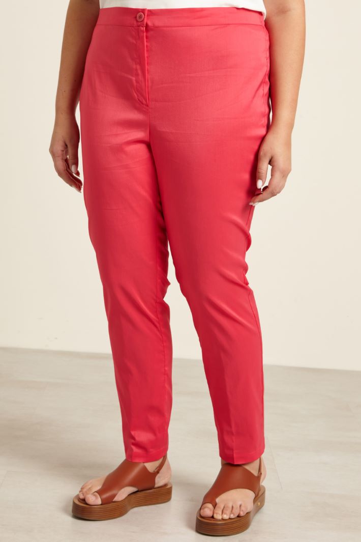 Pantaloni slim in popeline Fashion Market