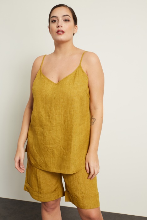 Top in lino con spacchi Fashion Market