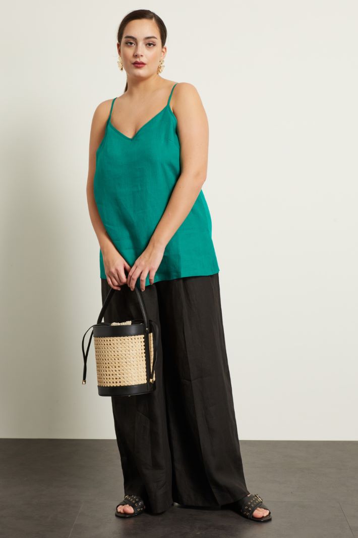 Top in lino con spacchi Fashion Market