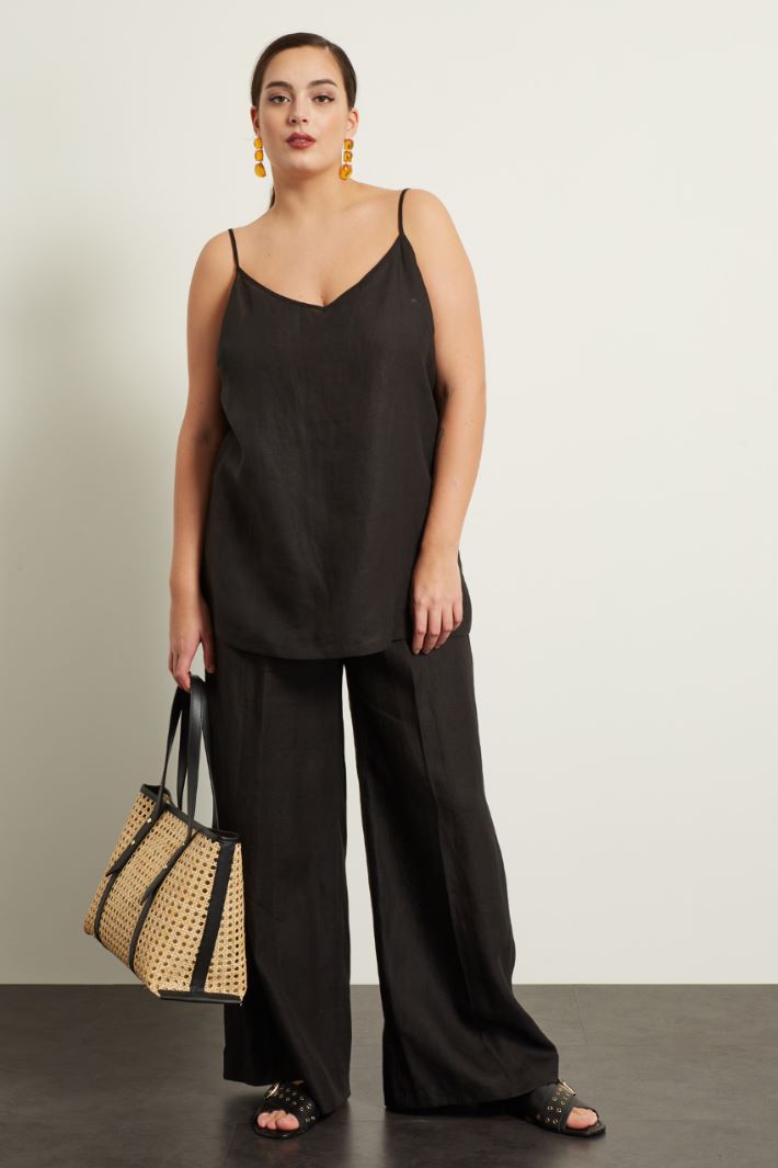 Top in lino con spacchi Fashion Market