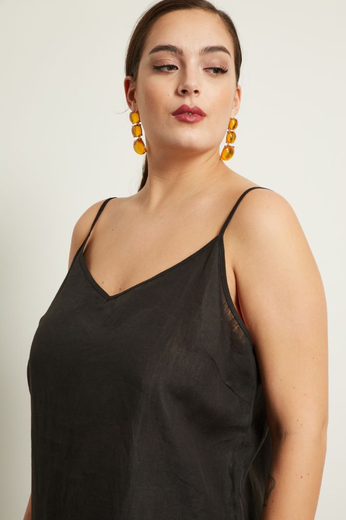 Top in lino con spacchi Fashion Market