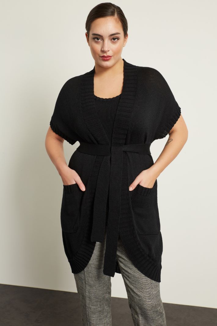 Cardigan in cotone con cintura Fashion Market