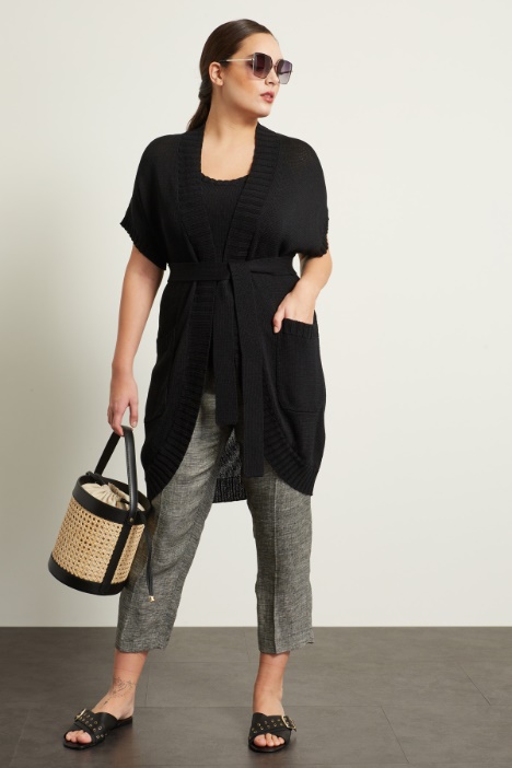 Cardigan in cotone con cintura Fashion Market