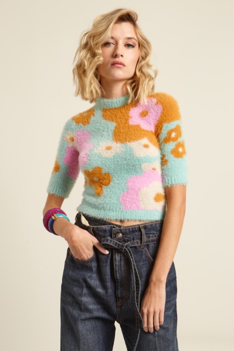 Maglia con intarsio floreale Fashion Market