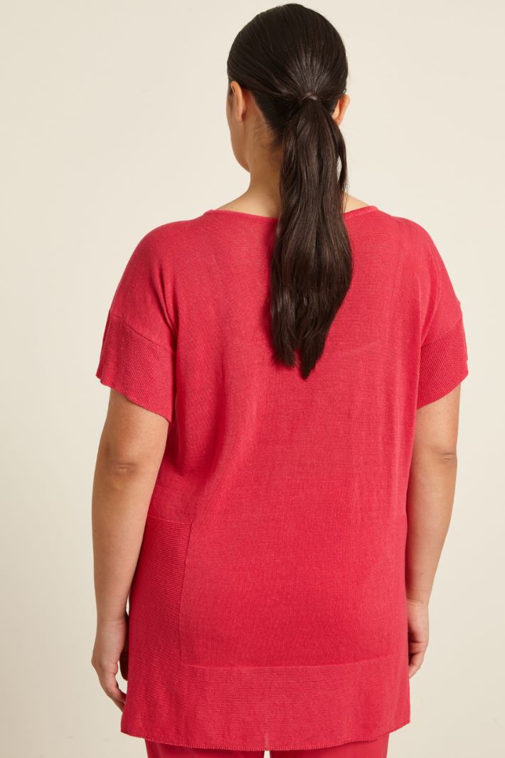 T-shirt in maglia di lino con spacchi Fashion Market T-shirt in maglia di lino con spacchi Fashion Market