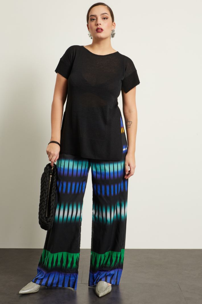 T-shirt in maglia di lino con spacchi Fashion Market