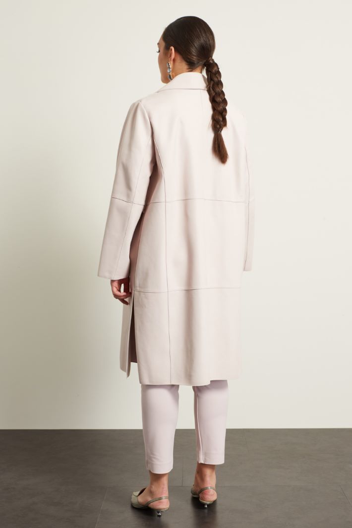 Giaccone in pelle con cintura Fashion Market