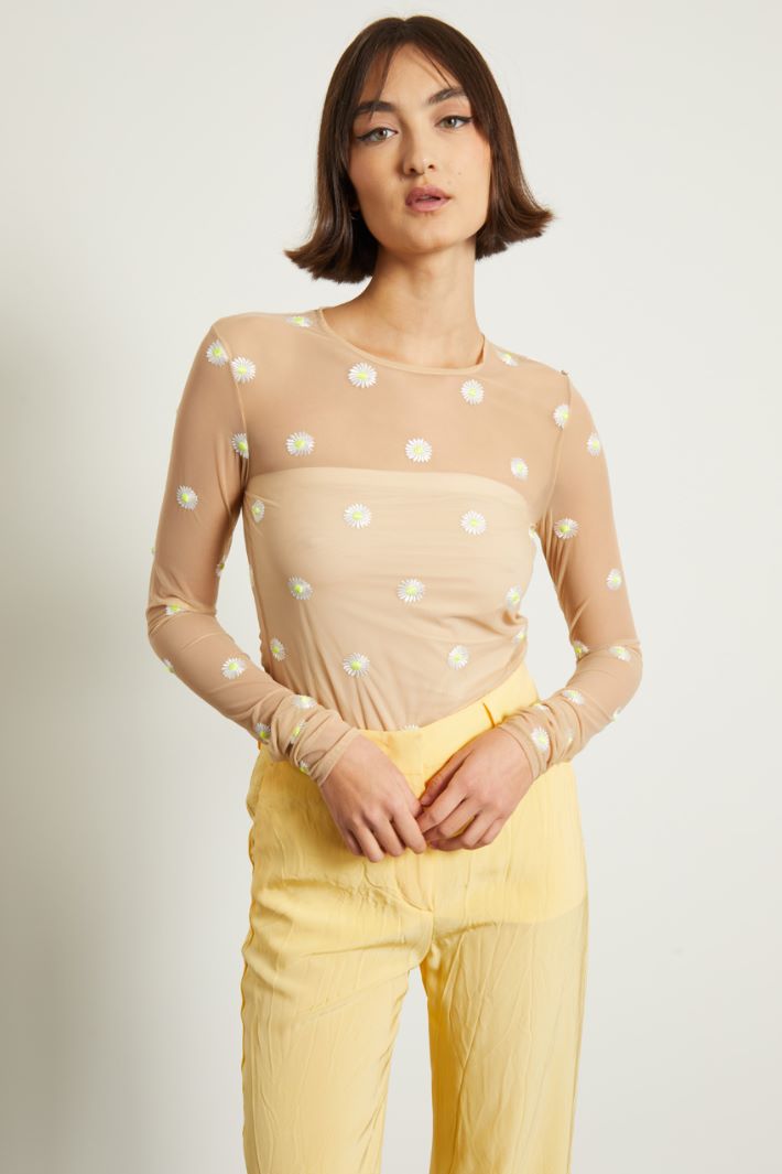 Top trasparente con ricami Fashion Market