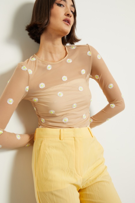 Top trasparente con ricami Fashion Market