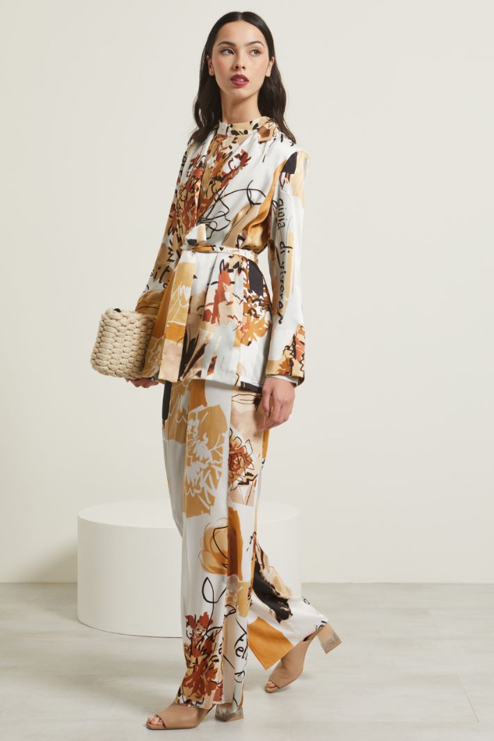 Pantaloni stampati in twill Fashion Market