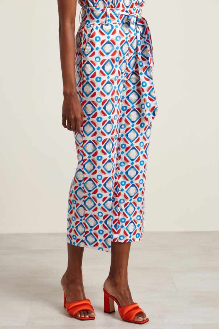 Pantaloni in popeline stampato Fashion Market