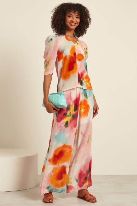 Pantaloni in crépe de chine Fashion Market