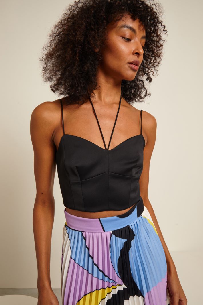 Crop top in enver satin Fashion Market
