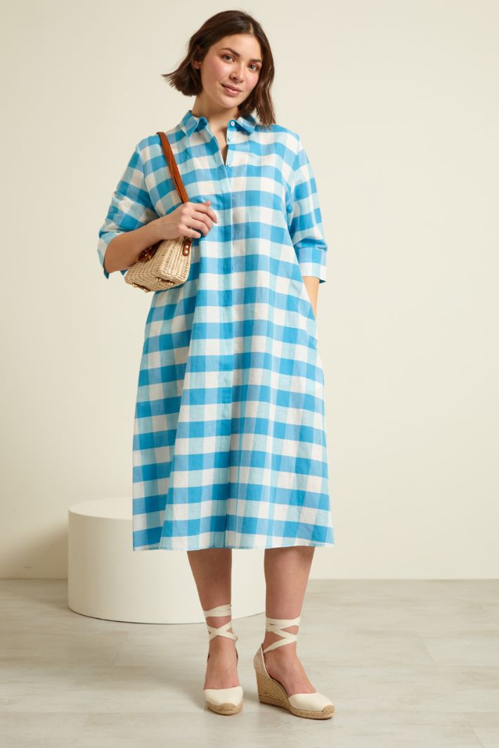 Abito chemisier in cotone e lino Fashion Market