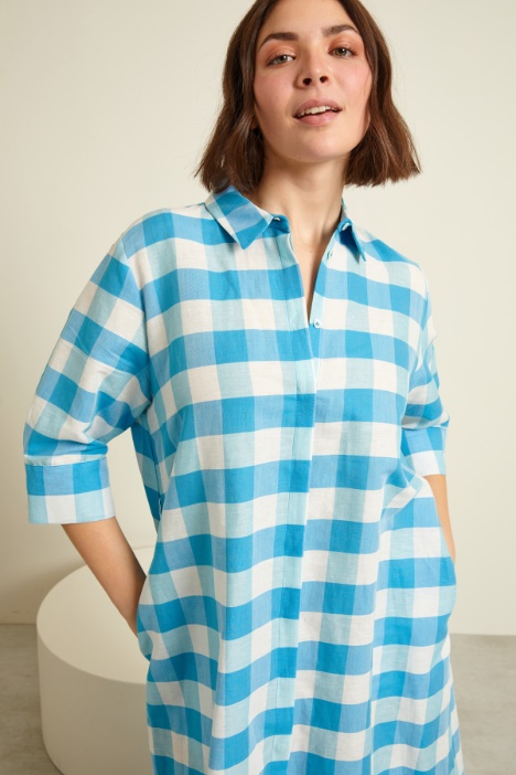 Abito chemisier in cotone e lino Fashion Market