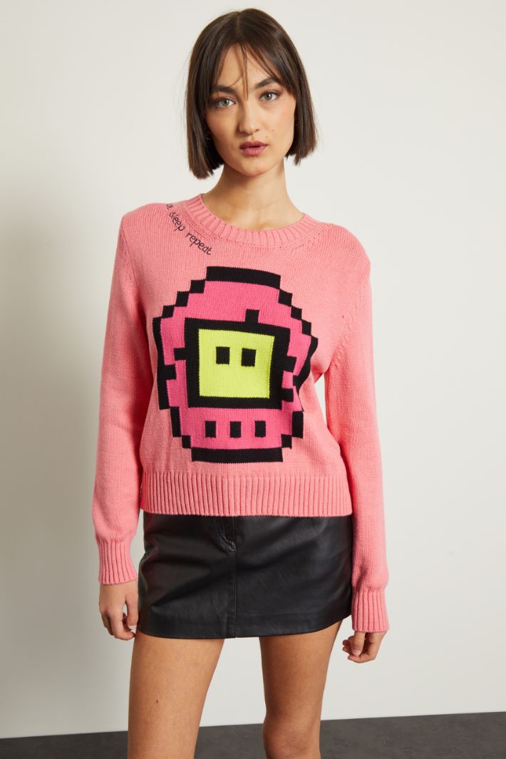 Maglia con intarsio e ricami Fashion Market