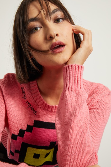 Maglia con intarsio e ricami Fashion Market