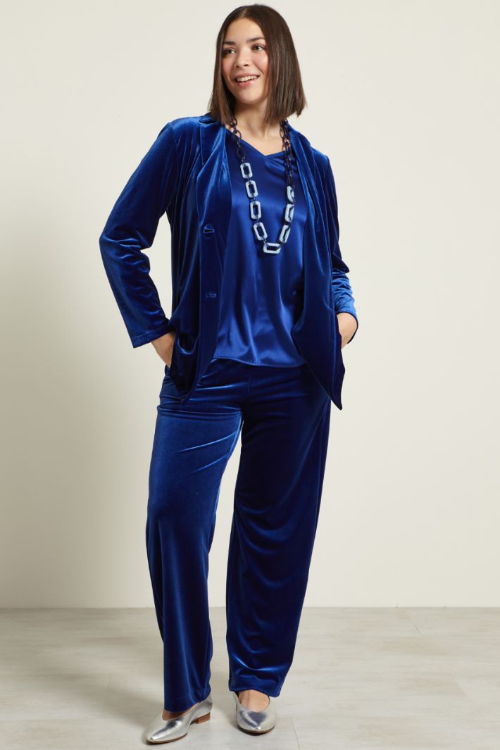 Blazer in ciniglia con cintura Fashion Market