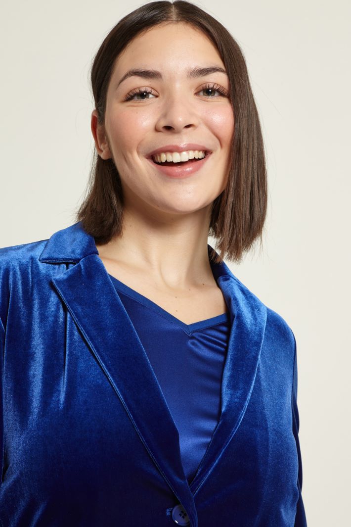 Blazer in ciniglia con cintura Fashion Market