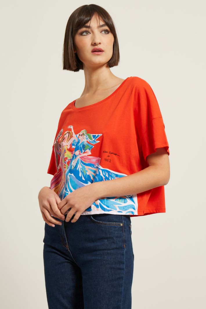 T-shirt cropped stampata Fashion Market