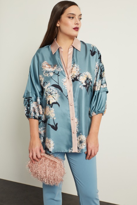 Blusa in twill con spacchi  Fashion Market