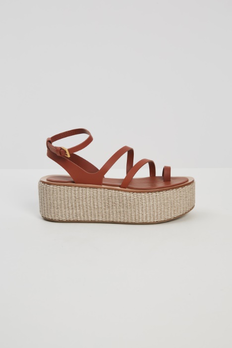 Sandali con zeppa in rafia Fashion Market