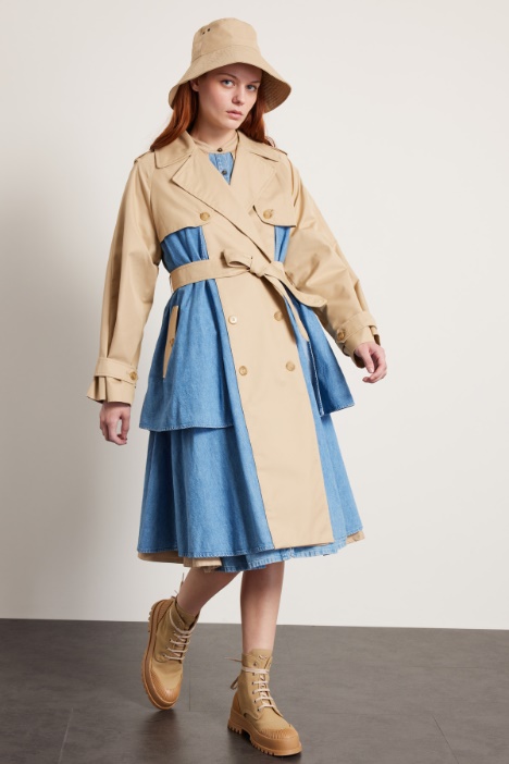 Trench con inserti in denim Fashion Market