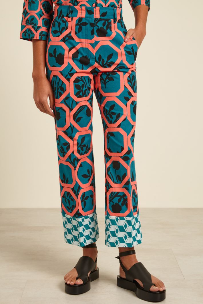 Pantaloni in faille stampato Fashion Market