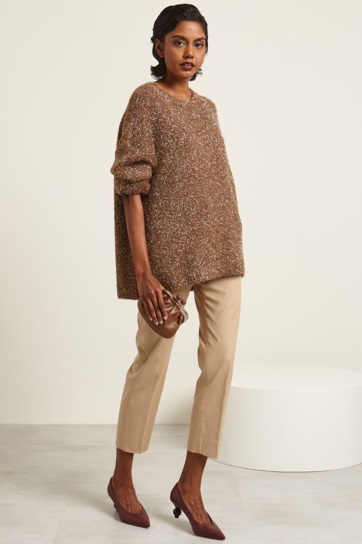 Pantaloni a sigaretta in piquet Fashion Market