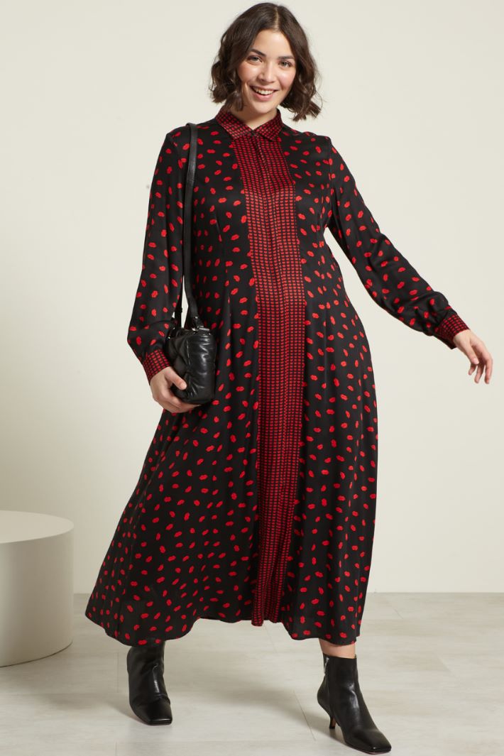Abito lungo in raso stampato Fashion Market