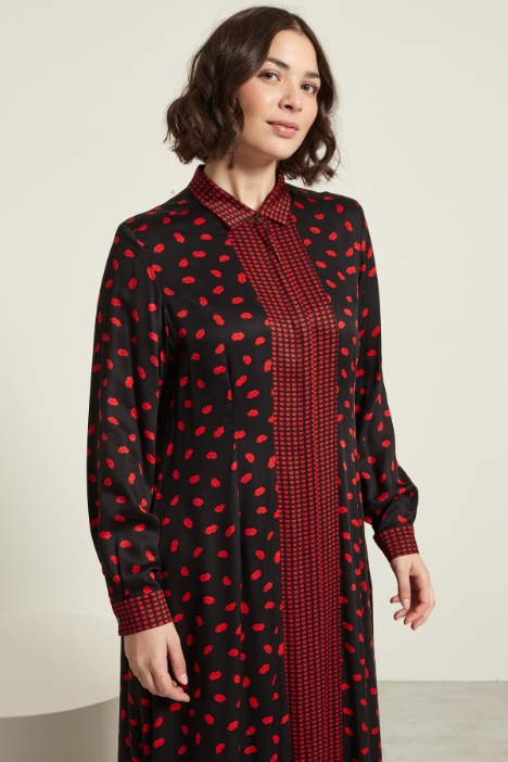 Abito lungo in raso stampato Fashion Market