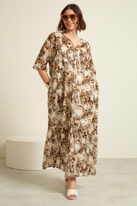 Abito lungo in mussola stampata Fashion Market