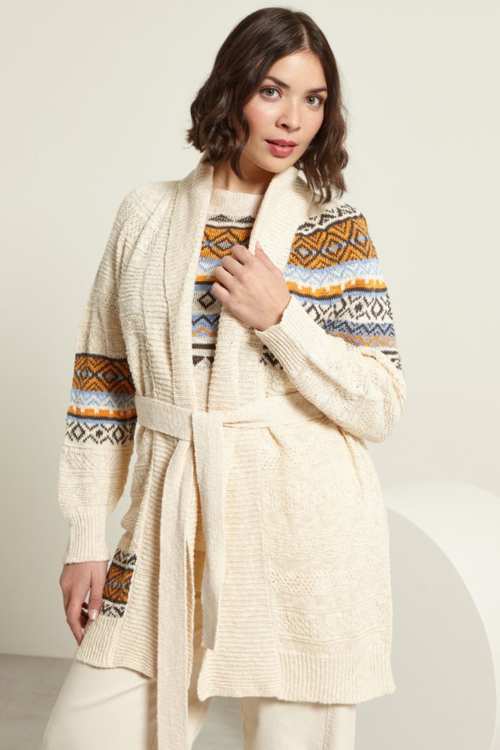 Cardigan lungo con cintura Fashion Market