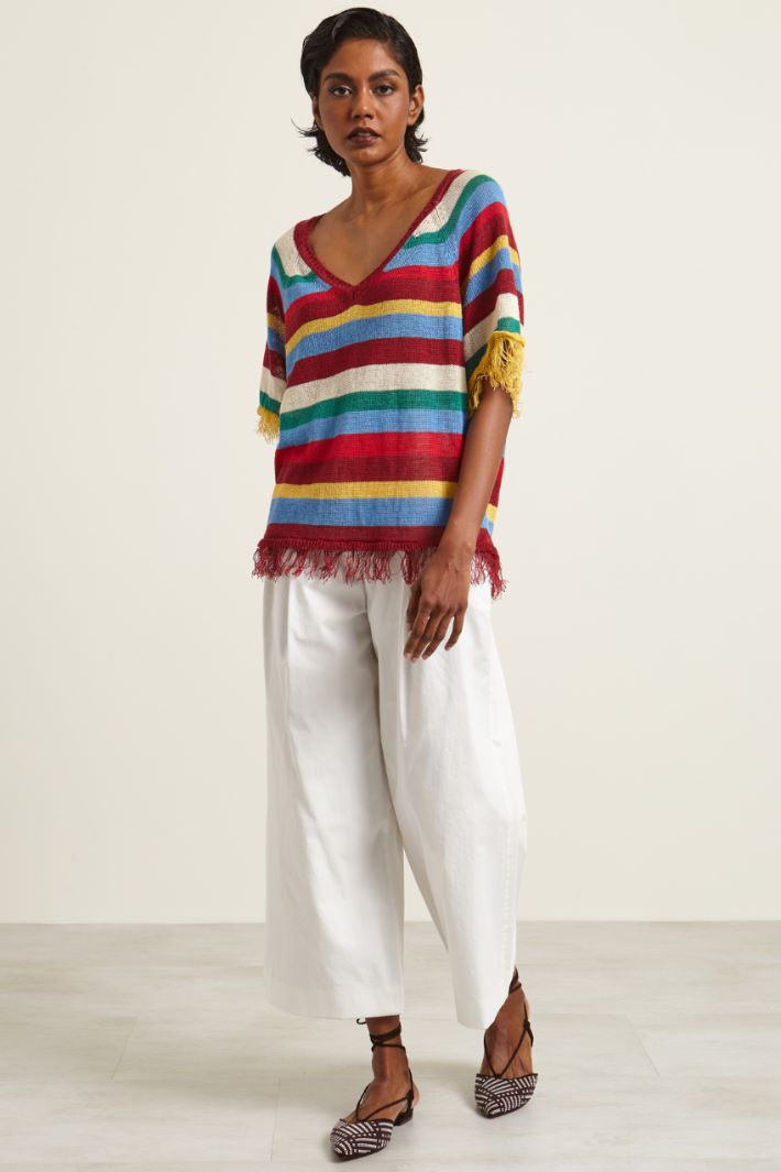 Maglia sfrangiata in lino Fashion Market Maglia sfrangiata in lino Fashion Market