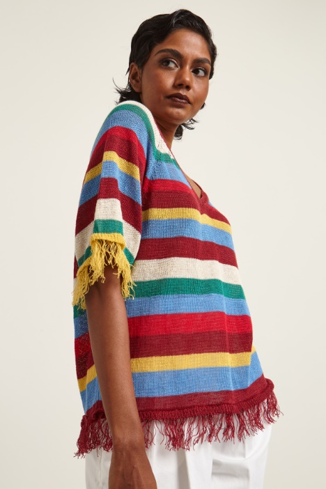  Maglia sfrangiata in lino Fashion Market