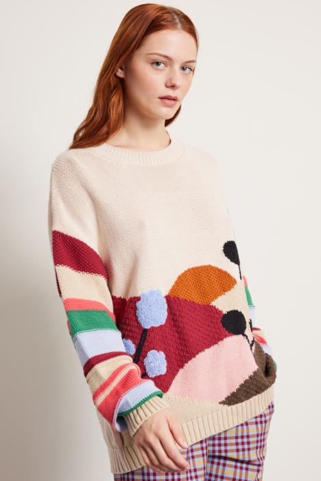 Maglia con intarsio e ricami Fashion Market