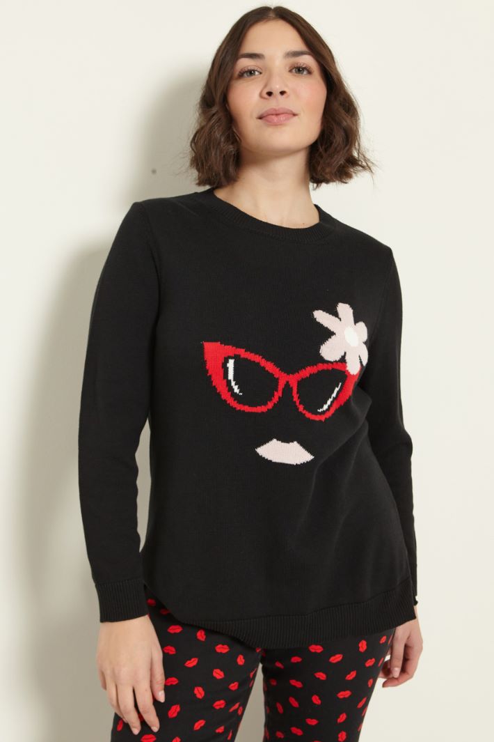 Maglia jacquard con spacchetti Fashion Market