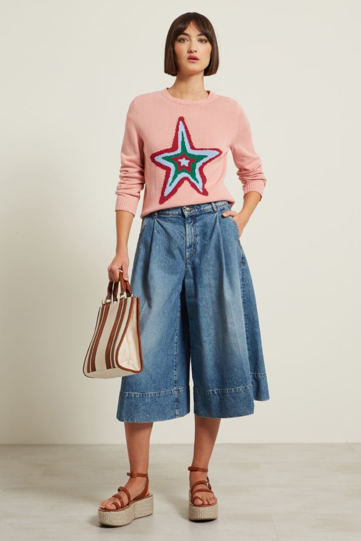 Maglia girocollo con intarsio Fashion Market