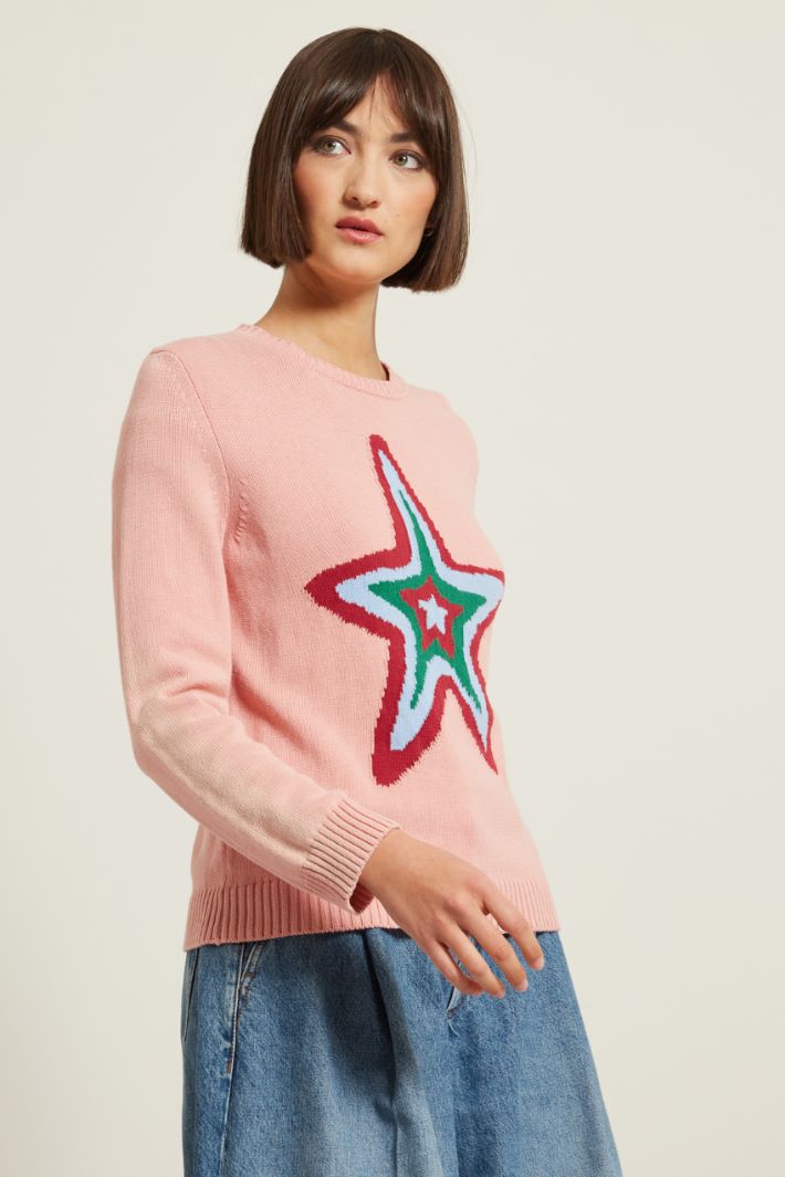 Maglia girocollo con intarsio Fashion Market