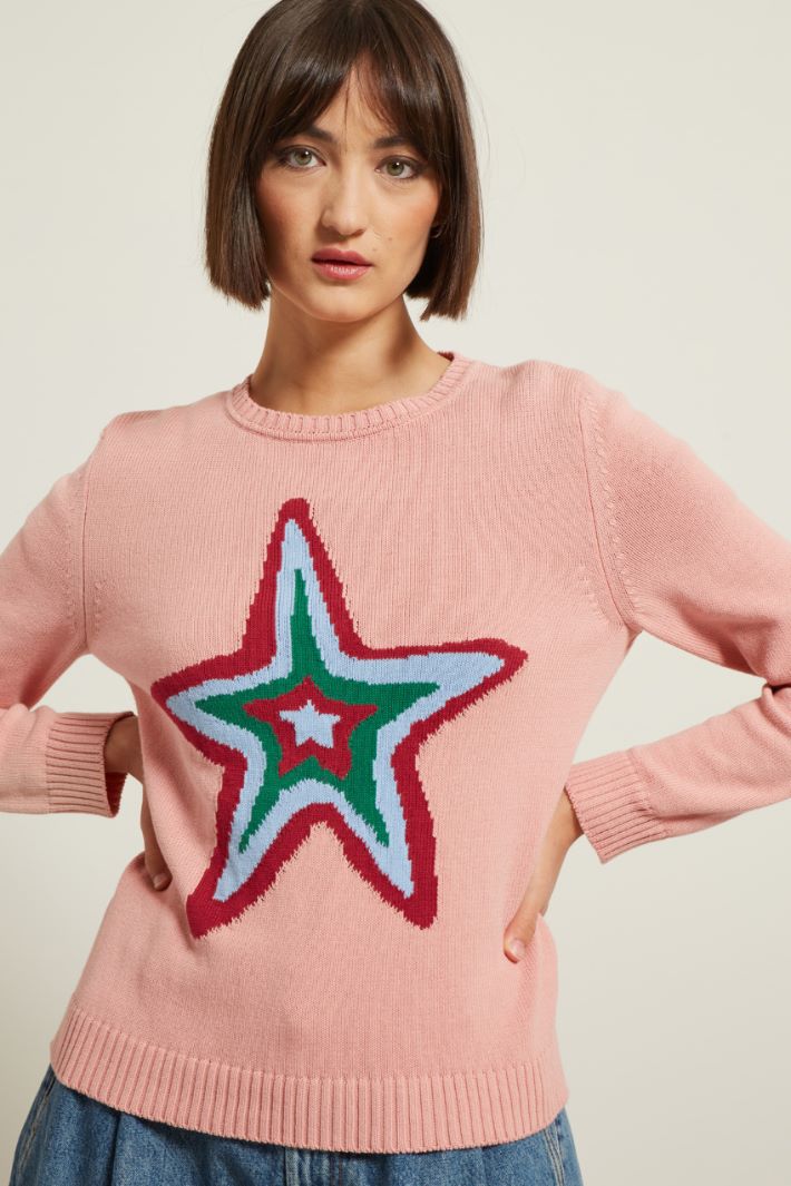 Maglia girocollo con intarsio Fashion Market