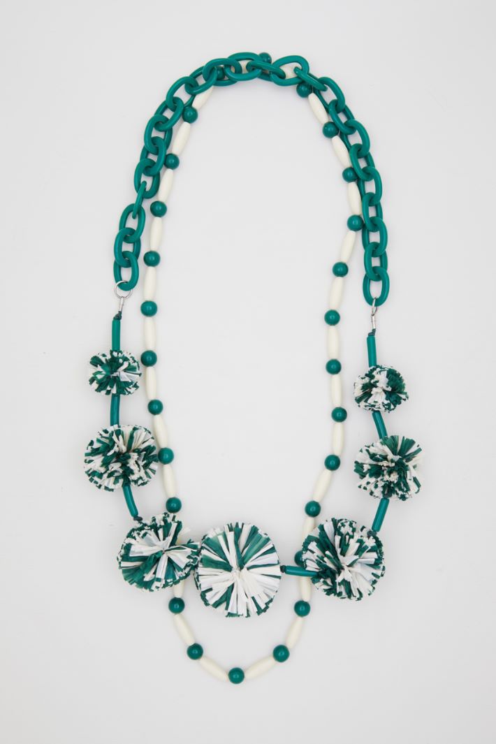 Collana con pon pon in rafia Fashion Market