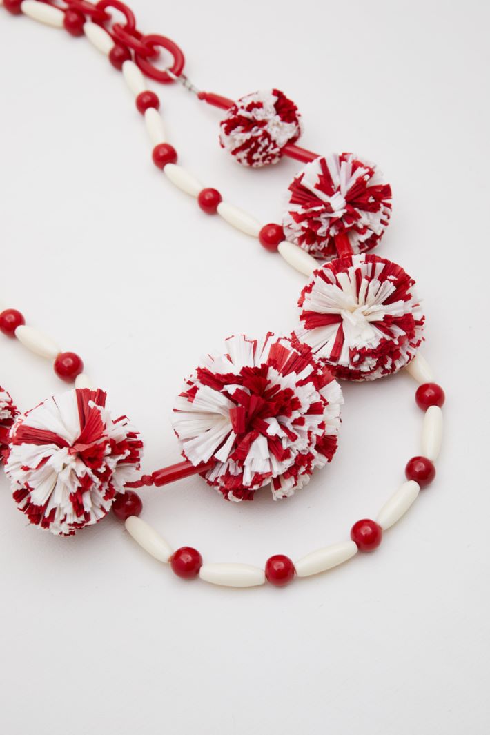 Collana con pon pon in rafia Fashion Market