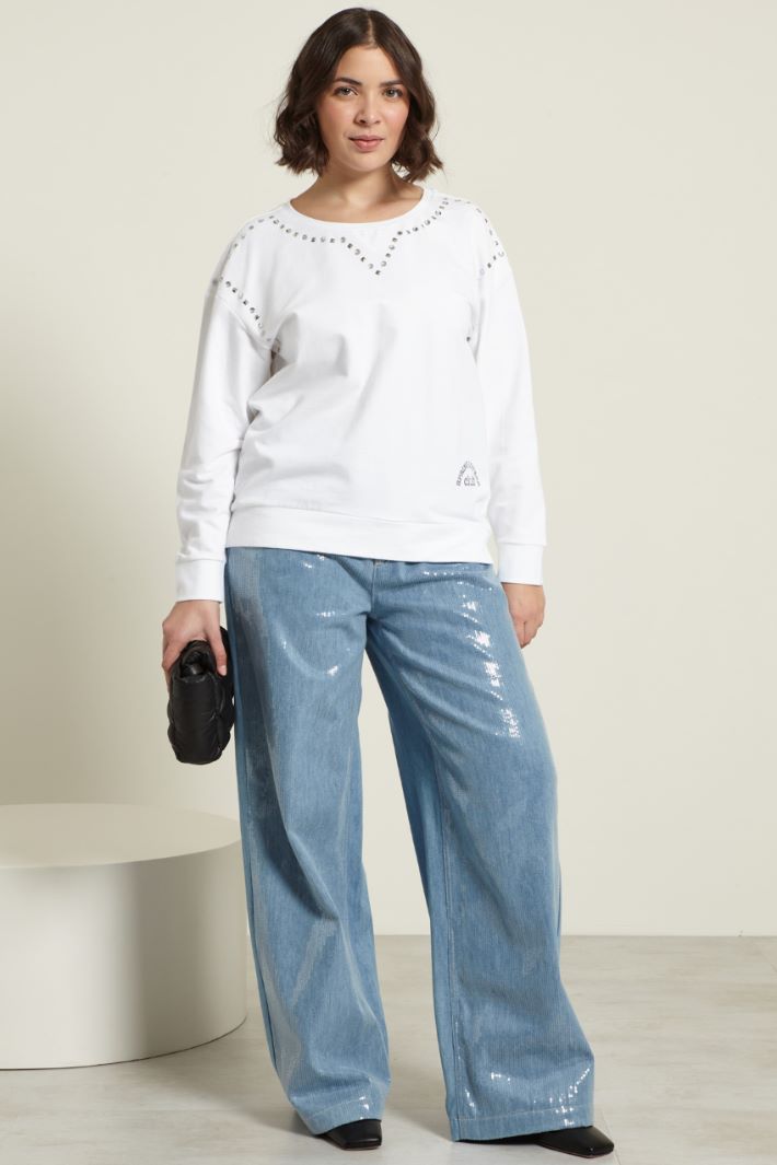 Felpa con strass e borchie Fashion Market Felpa con strass e borchie Fashion Market