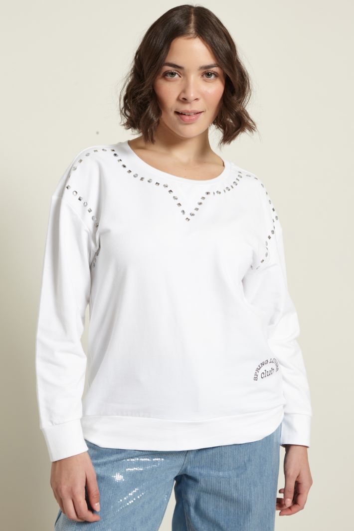Felpa con strass e borchie Fashion Market Felpa con strass e borchie Fashion Market