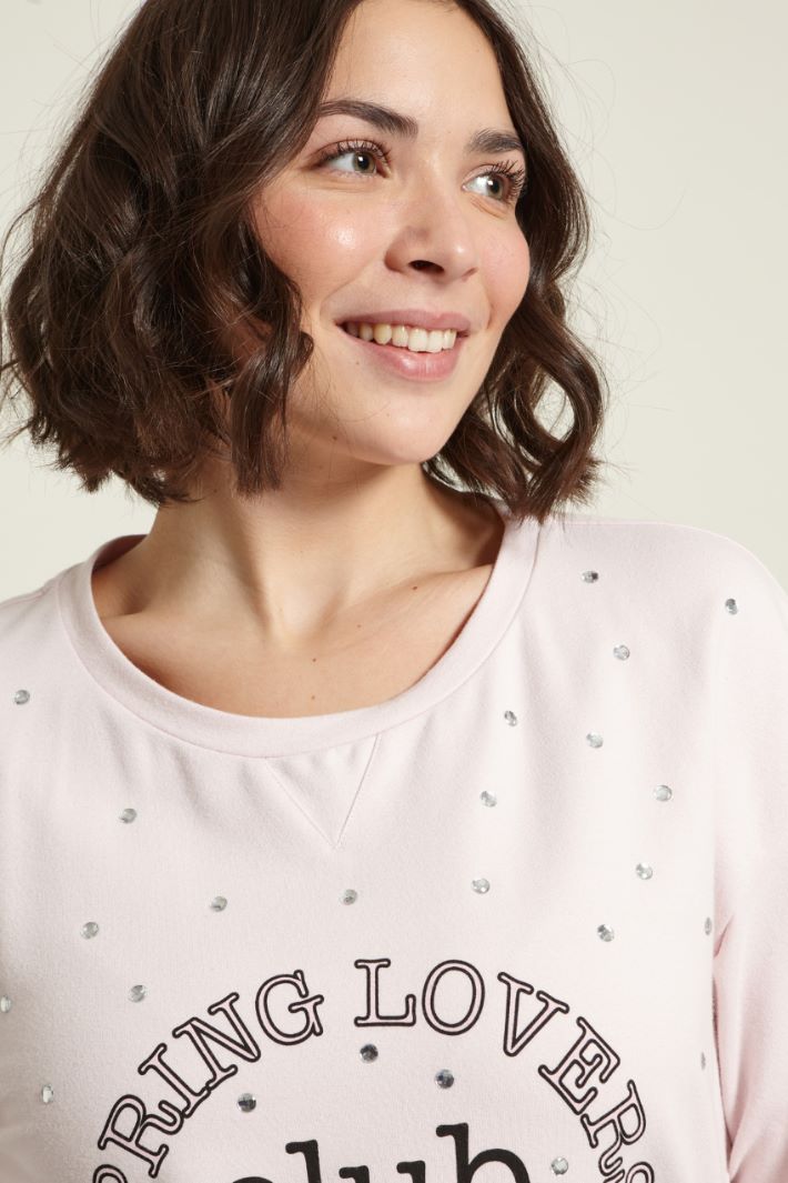 Felpa con strass e borchie Fashion Market Felpa con strass e borchie Fashion Market