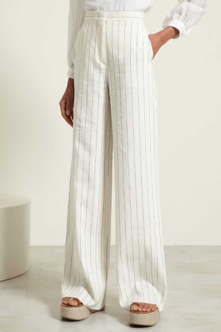 Pantaloni gessati in lino Fashion Market