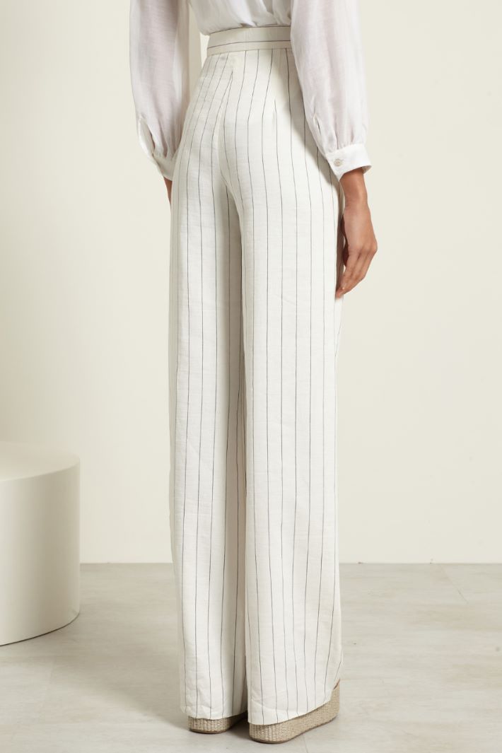 Pantaloni gessati in lino Fashion Market