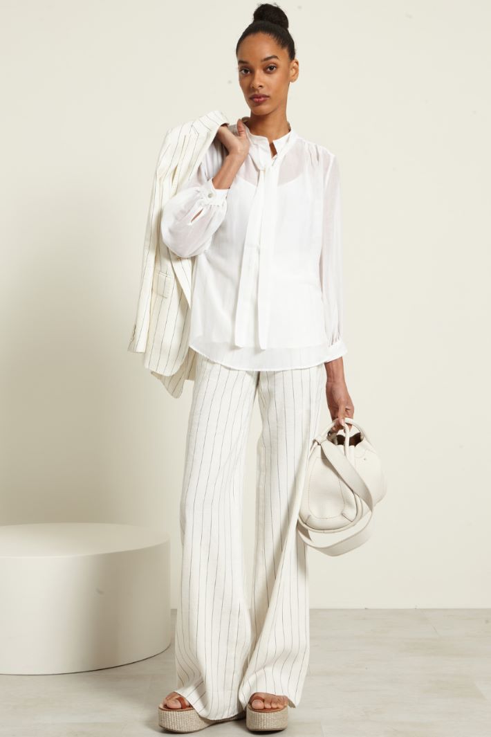 Pantaloni gessati in lino Fashion Market